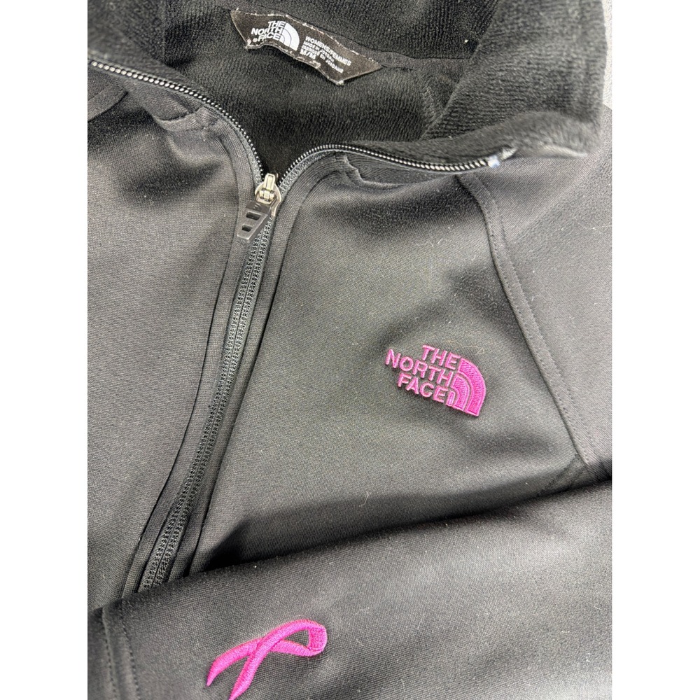 The North Face Jacket Womens Medium Black Pink Logo Breast Cancer Awareness Zip - Picture 1 of 10
